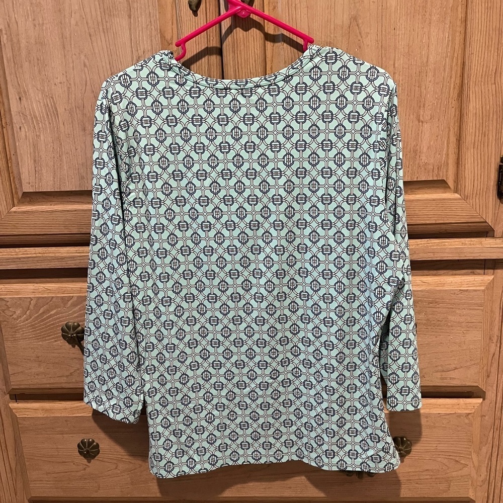 J. McLaughlin 3/4 Sleeve Top – Nautical Print, Size XL. Blue and White. - Picture 8 of 12